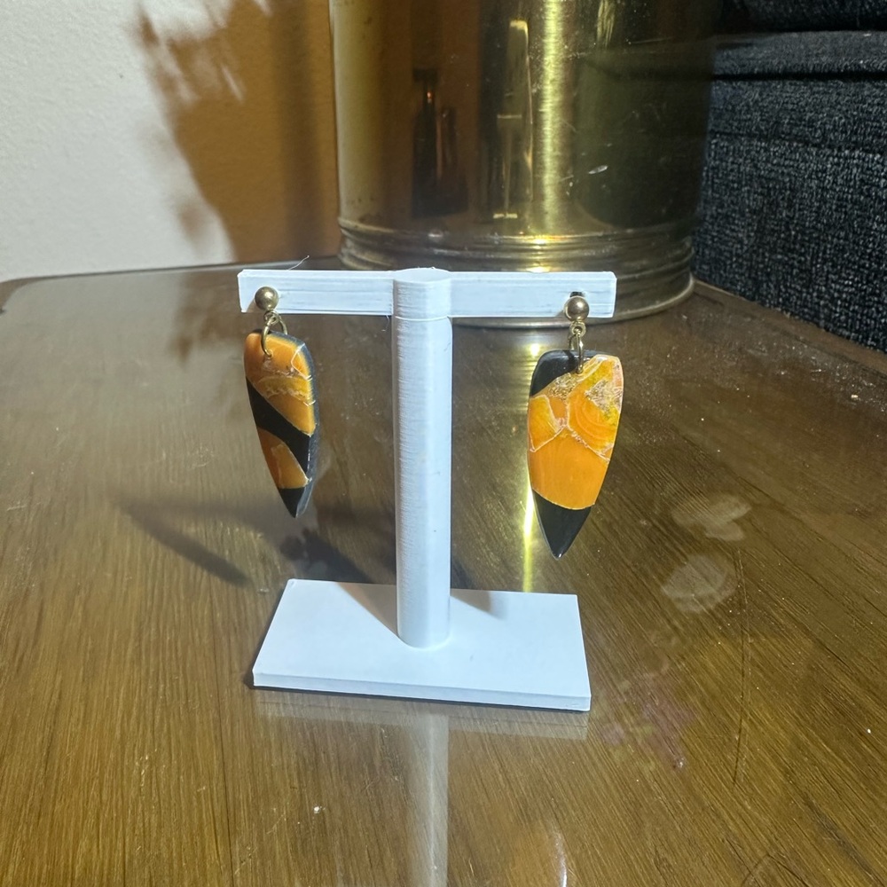 Elegant Orange and Black Earrings